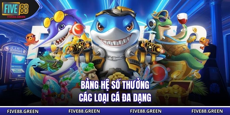 Bảng hệ số thưởng các loại cá đa dạng